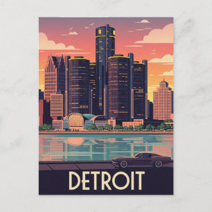 Michigan Detroit Travel Postcard