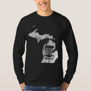 Michigan Disc Golf State with Basket Distressed Gr T-Shirt