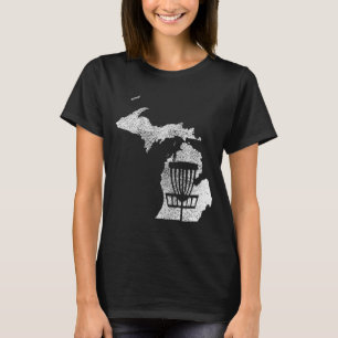 Michigan Disc Golf State with Basket Distressed Gr T-Shirt