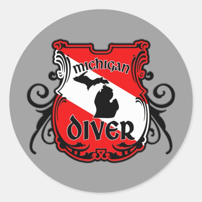 Michigan Diver Classic Round Sticker (Front)