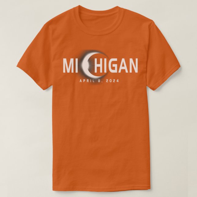 Michigan Eclipse Souvenir April 8th 2024  T-Shirt (Design Front)