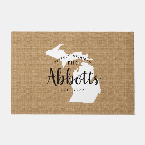 Michigan Family Monogram State Doormat