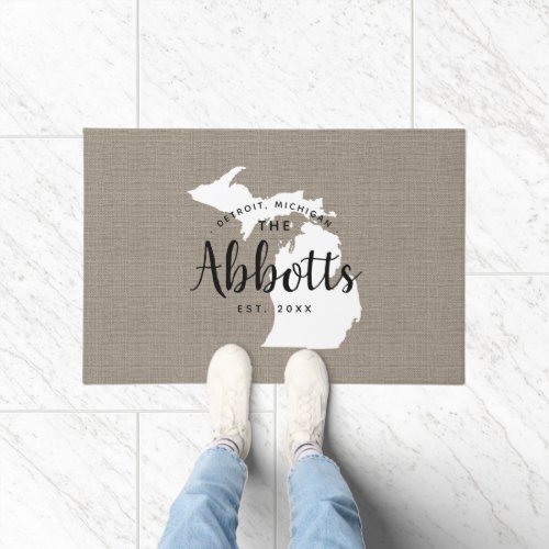 Michigan Family Monogram State Doormat