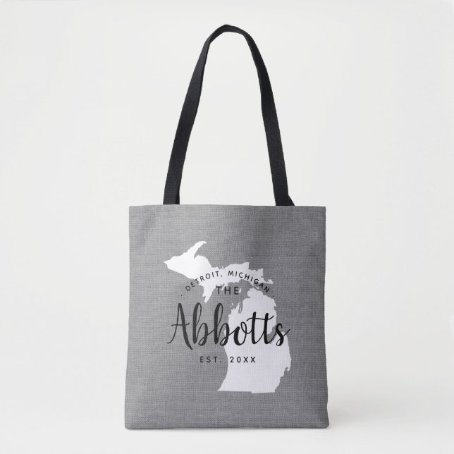 Michigan Family Monogram State Tote Bag (Front)