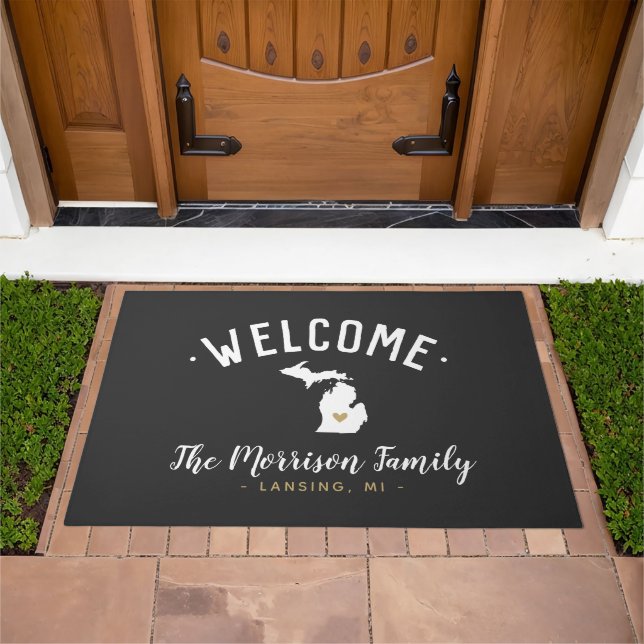 Michigan Family Monogram Welcome Doormat (Outdoor)