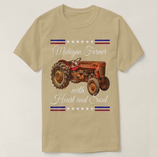 Michigan Farmer Retro  T-Shirt (Design Front)