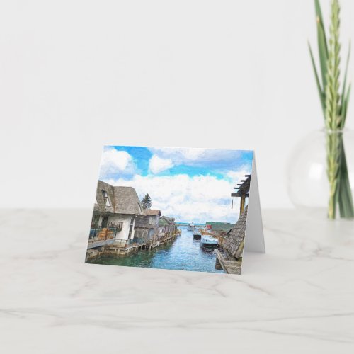 Michigan Fish Town Painting Card