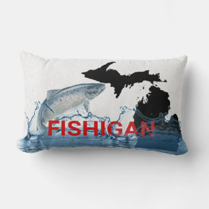 Michigan Fishigan big fish Lumbar Pillow