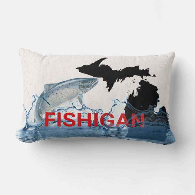 Michigan Fishigan big fish Lumbar Pillow (Front)
