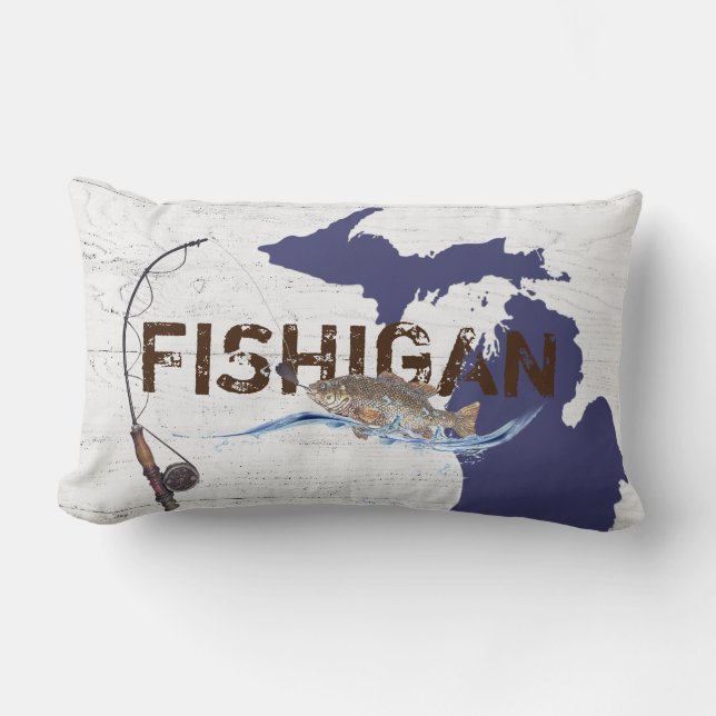 Michigan Fishigan Fish Lumbar Pillow (Front)
