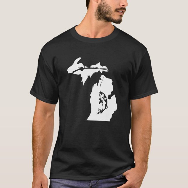Michigan Fishing Bass Home State Midwest Up North  T-Shirt (Front)