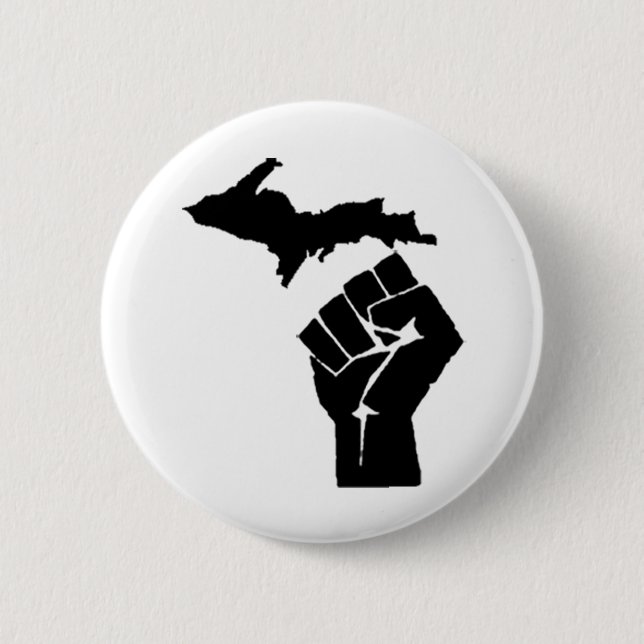 Michigan Fist Pinback Button (Front)