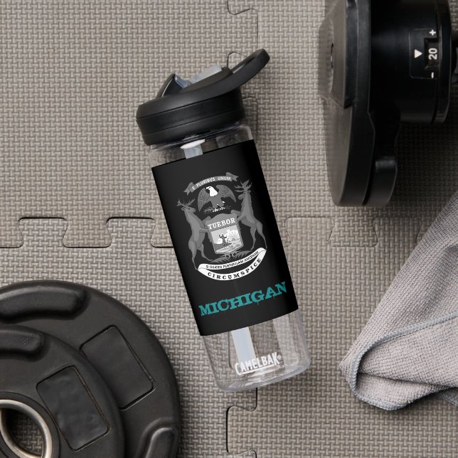 Michigan Fitness & Michigan coat of arms / flag Water Bottle (Gym)