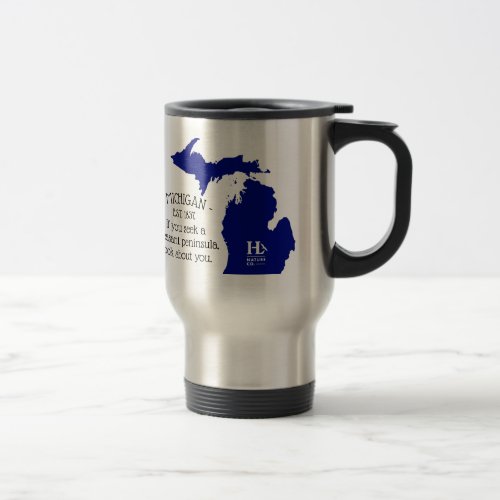 Michigan flag and map travel mug
