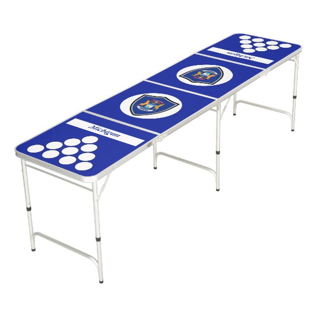 Michigan flag beer pong table (Angled)