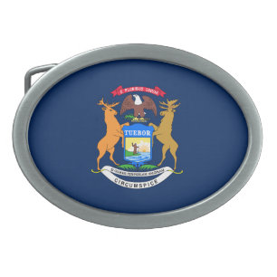 Michigan flag belt buckle