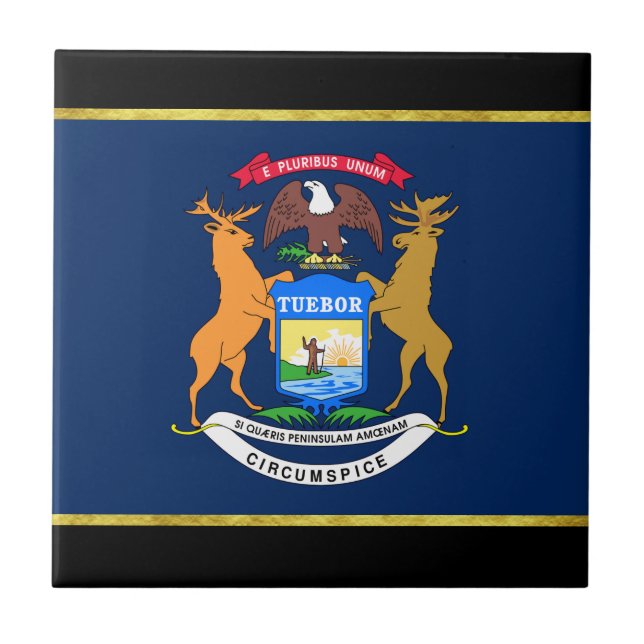 Michigan flag ceramic tile (Front)