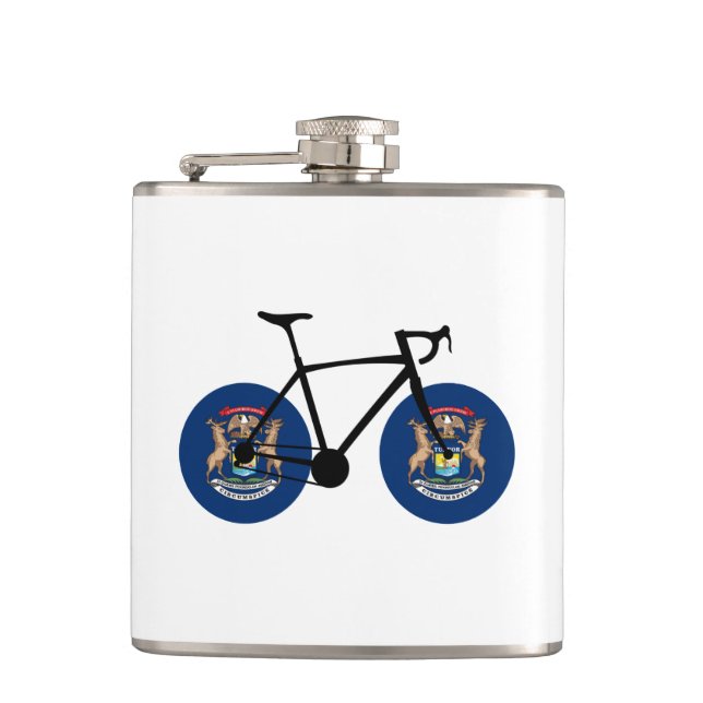 Michigan Flag Cycling Flask (Front)