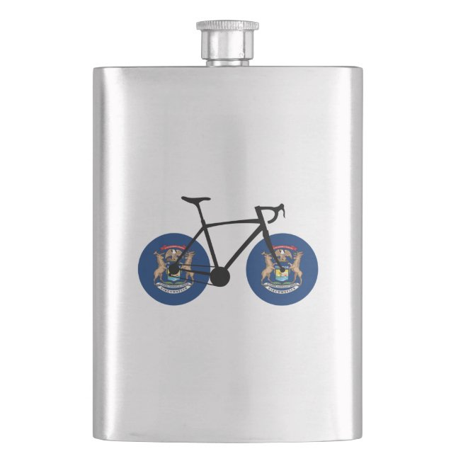Michigan Flag Cycling Flask (Front)