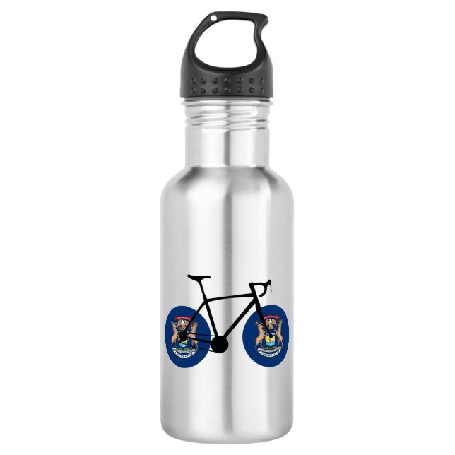 Michigan Flag Cycling Stainless Steel Water Bottle (Front)