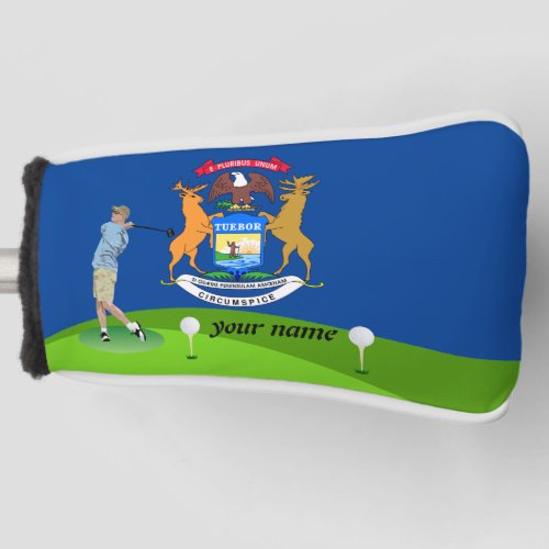 Michigan flag golf head cover