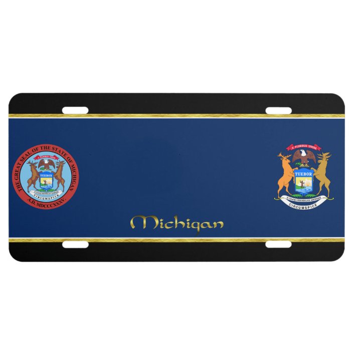 Michigan flag license plate | Zazzle.com