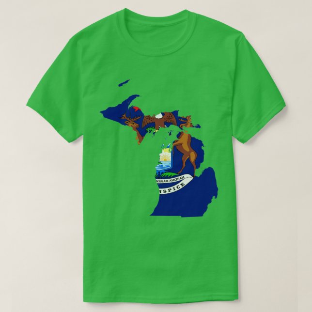 Michigan Flag Map  T-Shirt (Design Front)