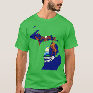 Michigan Flag Map T-Shirt