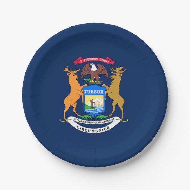 Michigan flag paper plates (Front)