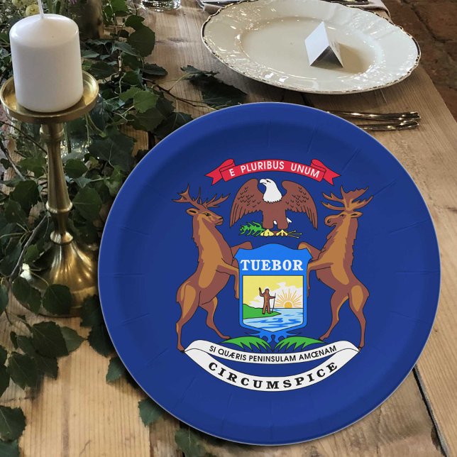 Michigan Flag plates, party, sports, Michigan Paper Plates (Creator Uploaded)