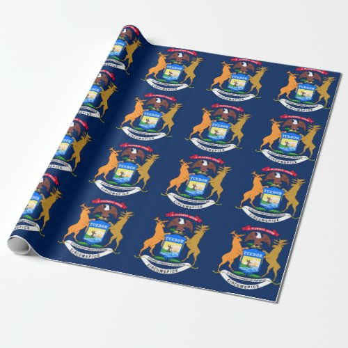 Michigan flag wrapping paper
