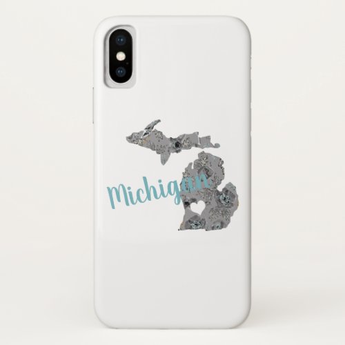 Michigan Floral Filled Silhouette With Michigan iPhone X Case