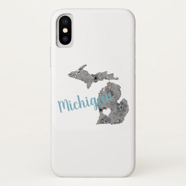 Michigan Floral Filled Silhouette With "Michigan" Case-Mate iPhone Case (Back)