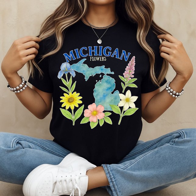 Michigan Flowers T-Shirt Floral print (Michigan Flowers Tee)