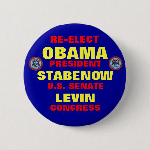 Michigan for Obama Stabenow Levin Pinback Button