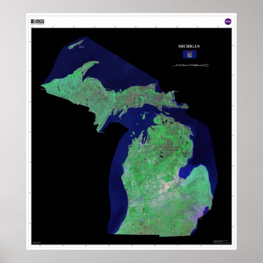 Michigan From Space Poster | Zazzle.com