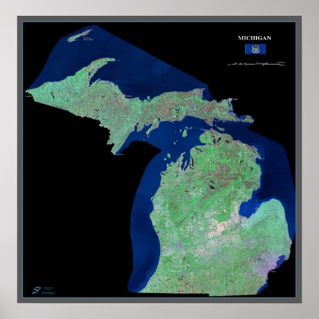 Michigan from space satellite poster (Front)