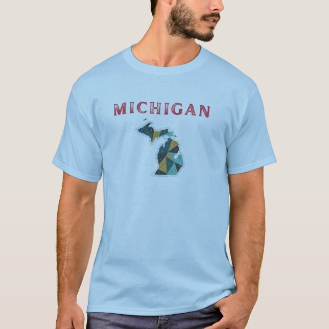 Michigan Geometric Map T-Shirt | Minimalist State  (Front)