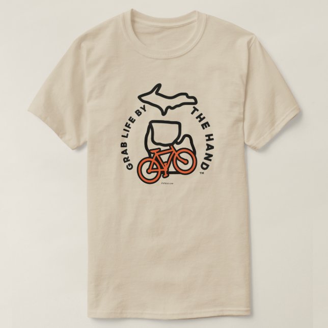Michigan - Grab Life by the Hand™ Bike T-Shirt (Design Front)