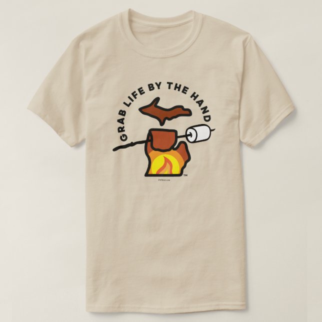 Michigan - Grab Life by the Hand™ Campfire T-Shirt (Design Front)