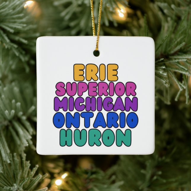 Michigan Great Lakes Rainbow Text Ornament  (Tree)
