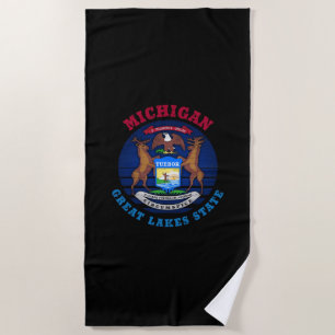 MICHIGAN GREAT LAKES STATE FLAG BEACH TOWEL