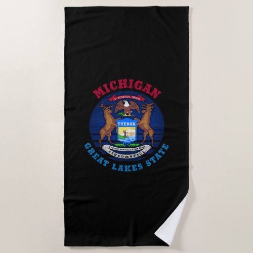 MICHIGAN GREAT LAKES STATE FLAG BEACH TOWEL