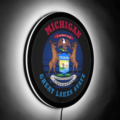 MICHIGAN GREAT LAKES STATE FLAG LED SIGN