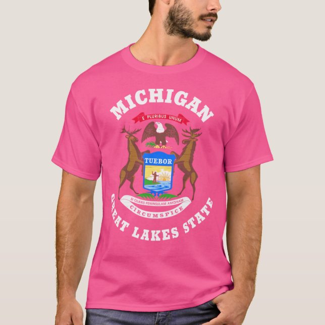 Michigan Great Lakes State Flag V3 Active T-Shirt (Front)
