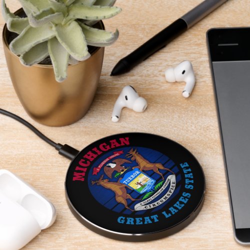 MICHIGAN GREAT LAKES STATE FLAG WIRELESS CHARGER 
