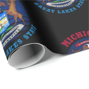 MICHIGAN GREAT LAKES STATE FLAG WRAPPING PAPER