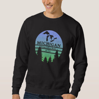 Michigan Great Lakes State Lake Silhouette Souveni Sweatshirt