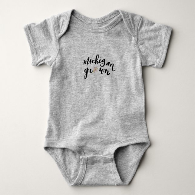 “Michigan Grown” State Flower Baby one-sie Baby Bodysuit (Front)