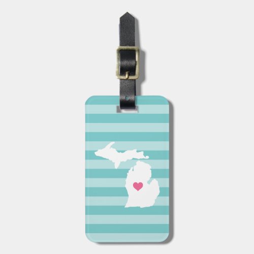 Michigan Heart  Home State Luggage Tag
